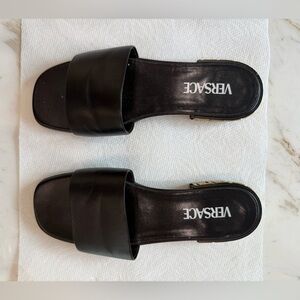 Versace Elegant Black Slide Sandals